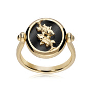 Bague Zodiaque Poisson Onyx Noire