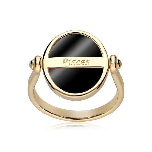 Bague Zodiaque Poisson Onyx Noire