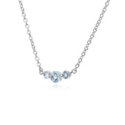 s Argent Sterling Trois Pierres Topaze Bleu Rond Dégradé 45cm Collier