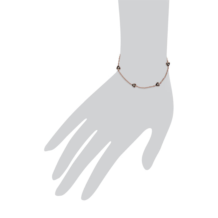 Plaqué or Rose Sterling Argent Petit Coeur Marcassite 19cm Bracelet