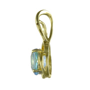 Pendentif et Boucles d'Oreilles Clou Floral Classique Or Jaune 375 Topaze Bleue et Diamant