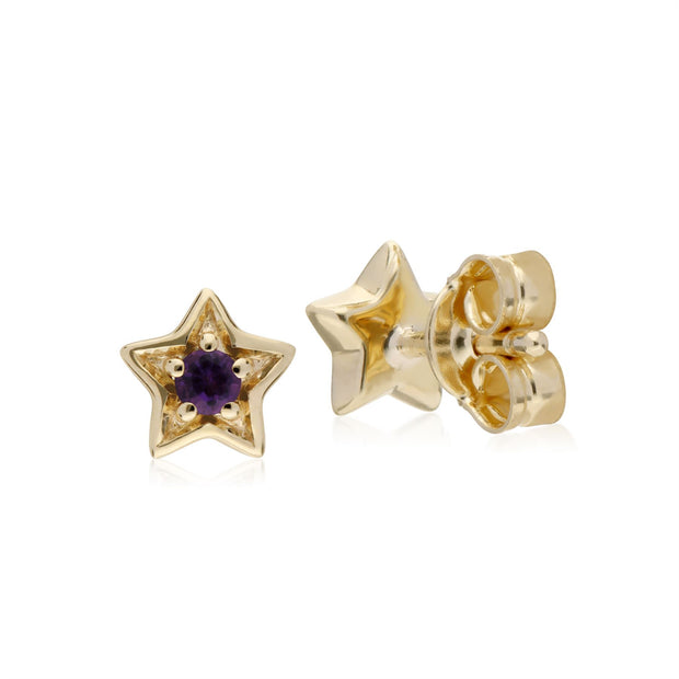 Boucles D'Oreilles Am�thystes, 9 CT or Jaune Am�thyste Pierre Unique Boucles D'Oreille �toile