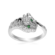 Bague Guépard ECFEW™ 'The Unifier' Or Blanc 375 Tsavorite et Diamant