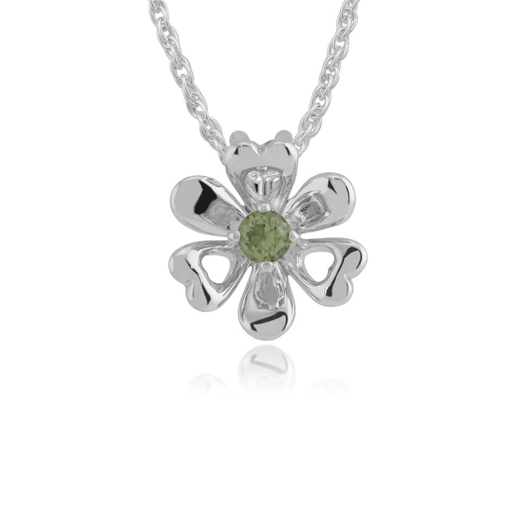 Pendentif Floral Argent 925 Péridot
