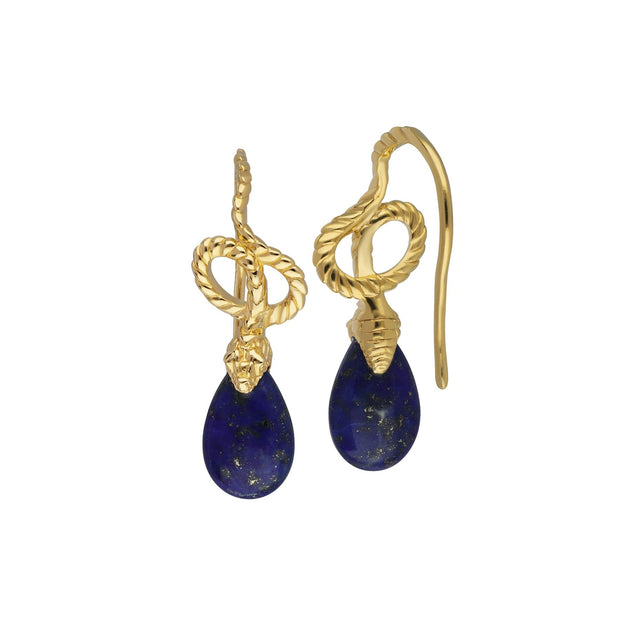Boucles d'Oreilles Pendantes ECFEW™ 'The Ruler' Serpent avec Lapis Lazuli