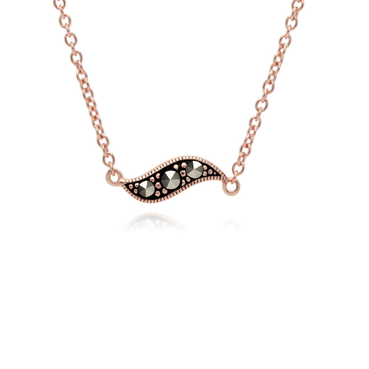 Plaqué or Rose Argent Sterling Marcasites dans un Pois 42cm Collier