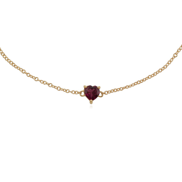 Bracelet Classique Or Jaune 375 Grenat Rhodolite Cœur serti griffe