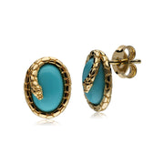 Boucles d’Oreilles Clou ECFEW™ 'The Ruler' Serpent avec Turquoise