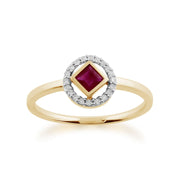 Gemondo Bague Rubis, 9ct Or Jaune 0.32ct Rubis & Diamant Bague