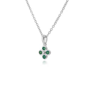 Pendentif Floral Trèfle Argent 925 Emeraude serti Clos