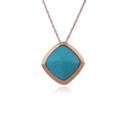 Collier, Plaqué or Rose Argent Sterling Coussin Turquoise Pendentif sur 45cm Chaîne
