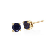 Boucles d'Oreilles Clou Classique Or Jaune 375 Iolite serti Griffe