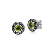 s Argent Sterling Rond Péridot et Marcassite Grappe Boucles D'Oreilles Clous