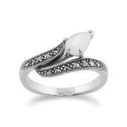 gemondo MARCASSITE Bague, en argent sterling 925 0.6CT NACRE & marcassite ART NOUVEAU Bague