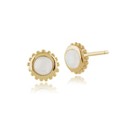 Pendentif et Boucles d'Oreilles Clou Boho Or Jaune 375 Opale serti Clos