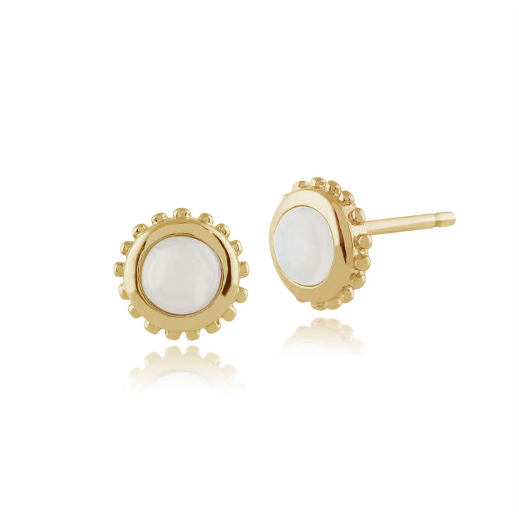 Pendentif et Boucles d'Oreilles Clou Boho Or Jaune 375 Opale serti Clos
