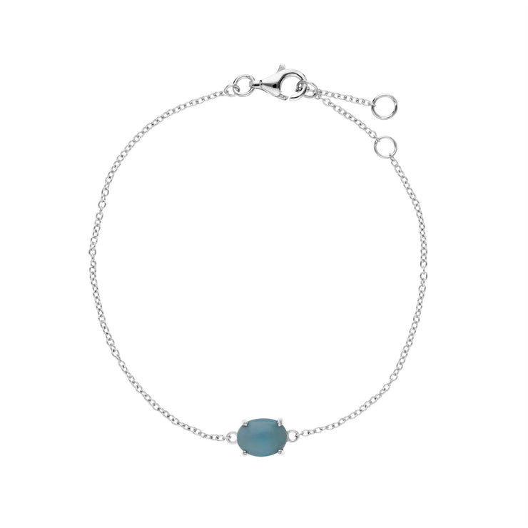 s Argent Sterling Larimar Pierre Unique Ovale 19cm Bracelet