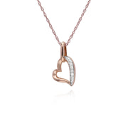 Collier Diamant, 9 CT or Rose Diamant Tendance Coeur Pendentif sur 45cm Chaîne