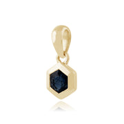 Pendentif Géométrique Or Jaune 375 Saphir Hexagonal serti Clos