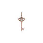Pendentif Classique Cadenas Cœur Torsadé Argent 925 Plaqué Or Rose et Charms Clé Opale