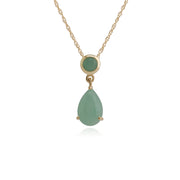 Pendentif Classique Or Jaune 375 Jade Poire & Ronde