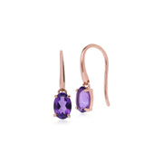 Am�thyste Boucles D'Oreilles, 9 CT or Rose Classique Am�thyste 4 Griffes Ovale Boucles D'Oreilles Goutte