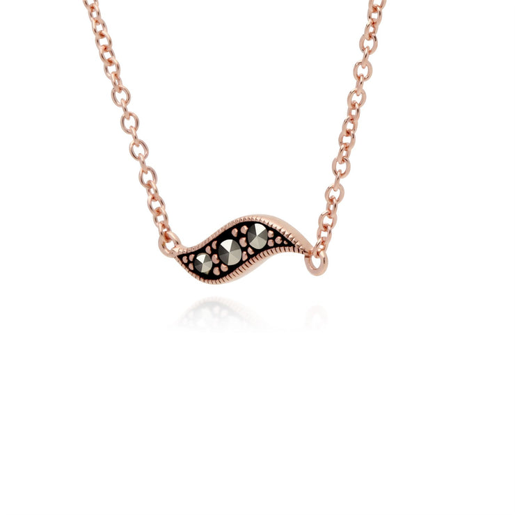 Plaqué or Rose Argent Sterling Marcasites dans un Pois 42cm Collier