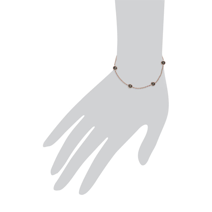 Plaqué or Rose Argent Sterling Cinq Pierre Marcassite 19cm Bracelet