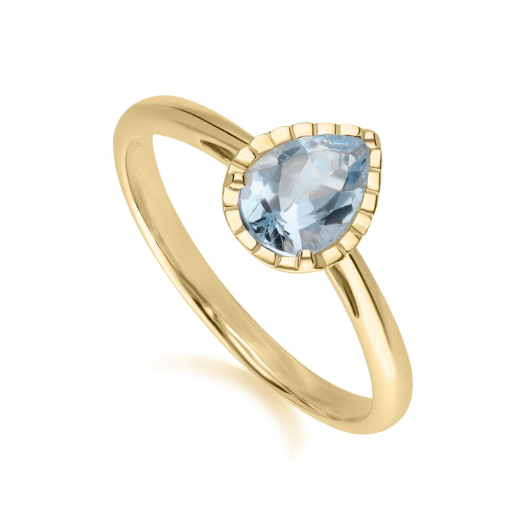 Bague Classique Or Jaune 375 avec Aigue-Marine Poire