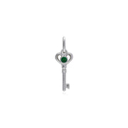 Pendentif Classique Cadenas Cœur Argent 925 et Charms Clé Emeraude