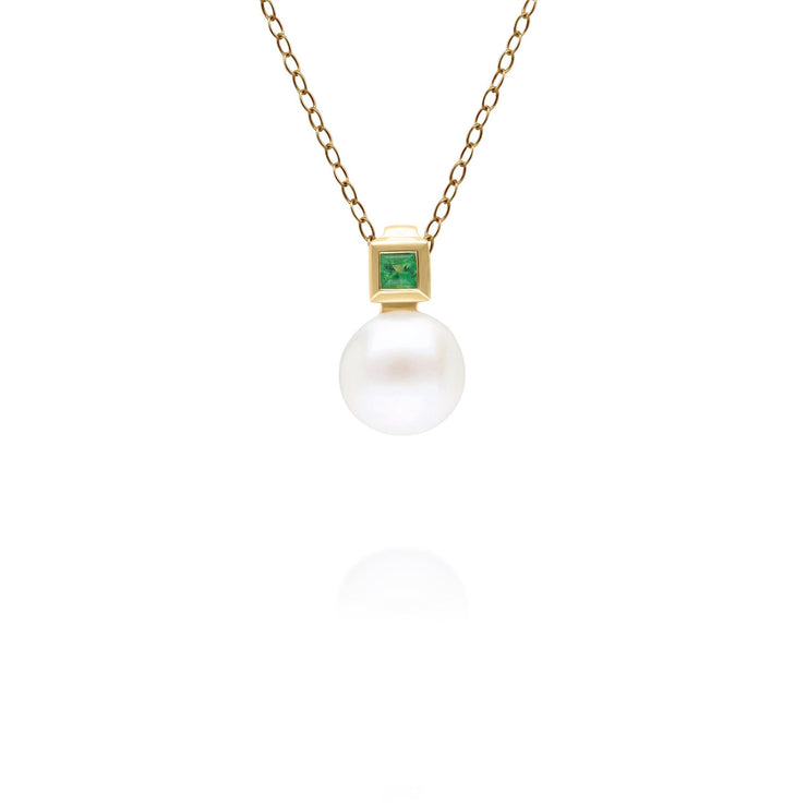 Pendentif Modern Pearl Or Jaune 375 Perle et Emeraude carrée