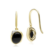 Boucles d'Oreilles Pendantes Irrégulier B Gem Onyx Noires et Diamant