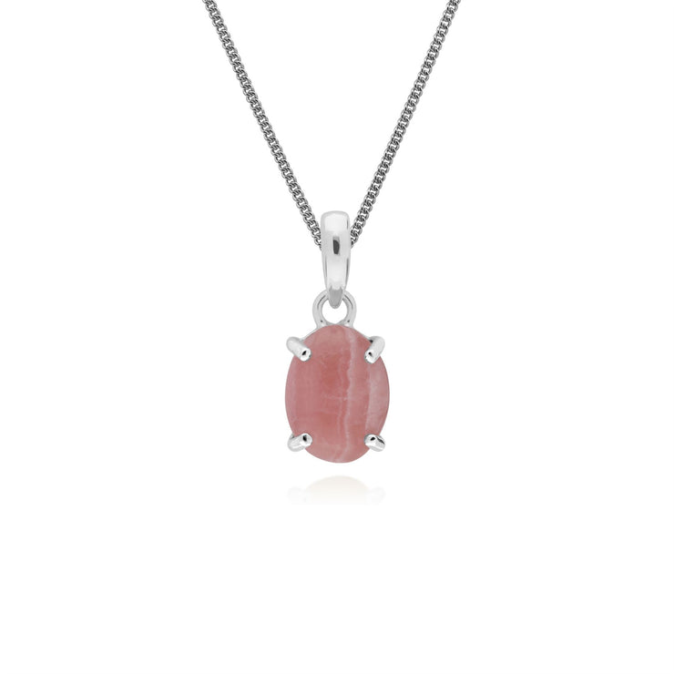 Bracelet et Pendentif Classique Argent 925 Rhodochrosite Oval