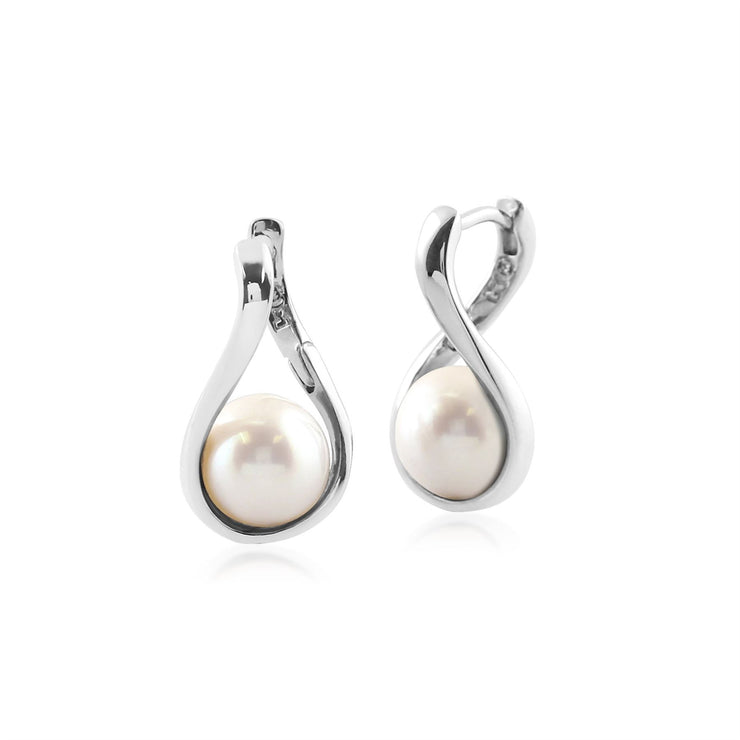 Boucles d'Oreilles Kosmos Argent 925 Plaqué Rhodium Perle Boule