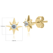 Boucles d'Oreilles Clou Etoile Night Sky en Or Jaune 9 Carats avec Topaze