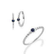 Bague et Boucles d'Oreilles Créoles Essentiel Argent 925 Saphir
