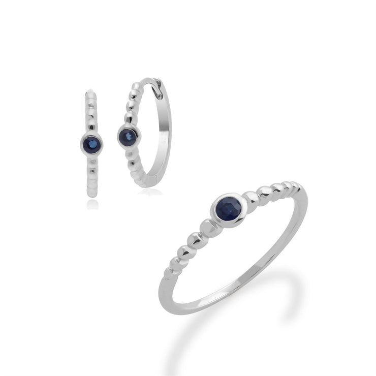 Bague et Boucles d'Oreilles Créoles Essentiel Argent 925 Saphir