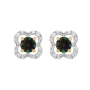 Boucles d'Oreilles Clou Topaze Mystique Classique Or Jaune 375 et Ear-Jacket Fleur Diamant
