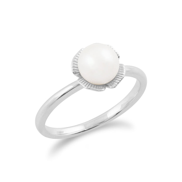 gemondo PERLE BAGUE , en argent sterling 925 Ginkgo fleur 1.88ct CT PERLE BAGUE