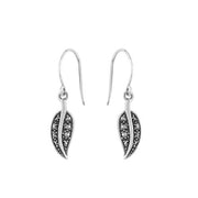 Boucles d'Oreilles Pendantes Style Art Nouveau Argent 925 Marcassite Rond