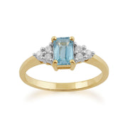 Gemondo Topaze Bague, 9ct Or Jaune 0.68ct Topaze Bleu Et Diamant Bague Pierre Unique