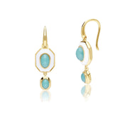 Boucles d'Oreilles Pendantes Siberian Waltz avec Email Blanc & Amazonite