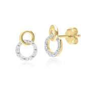 Boucles d'Oreilles Créoles Clou Entrelacées Pavées de Diamants En Or Jaune 375