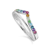 Bague V Arc-en-Ciel Argent 925