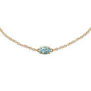 Bracelet et Pendentif Classique Oval Or Jaune 375 Aigue-Marine