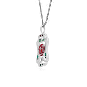 Collier Rose Style Rennie Mackintosh Argent 925 Email et Marcassite Serti Clos