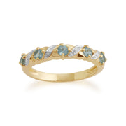 Gemondo Topaze Bleu Bague, 9ct Or Jaune 0.45ct Topaze Bleu Et Diamant Bague Mi-éternité