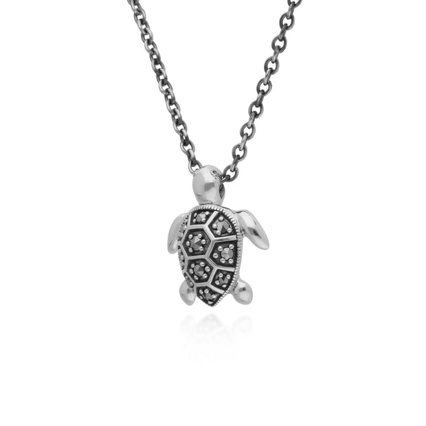 Marcassite Collier, Argent Sterling 0,15 CT Marcassite Tortue 45cm Collier