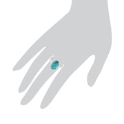 Gemondo Turquoise Bague, Argent Massif 925 3,50 CT Cabochon Ovale Turquoise Lunette Ensemble Cocktail Bague