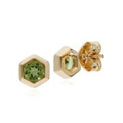 Peridot Boucles D'Oreilles, 9 CT P�ridot or Jaune Hexagone Boucles D'Oreilles